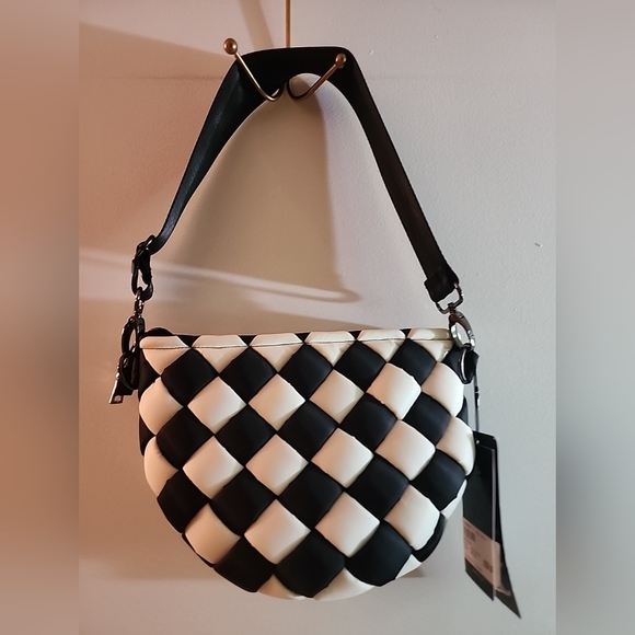 THINK ROYLN Handbags - Think Royln Black and White Check Print Woven Bum Bag